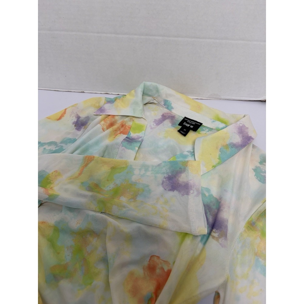 Nicole Williams English x Bar III Ruched Bodycon Stretch Watercolor Dress Sz XS‎